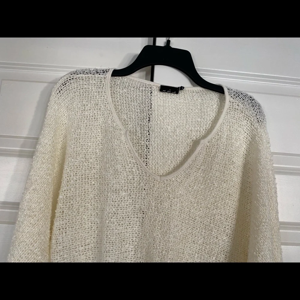 UO Out from Under double scoop neck slouchy loose knit crop sweater - Picture 2 of 11